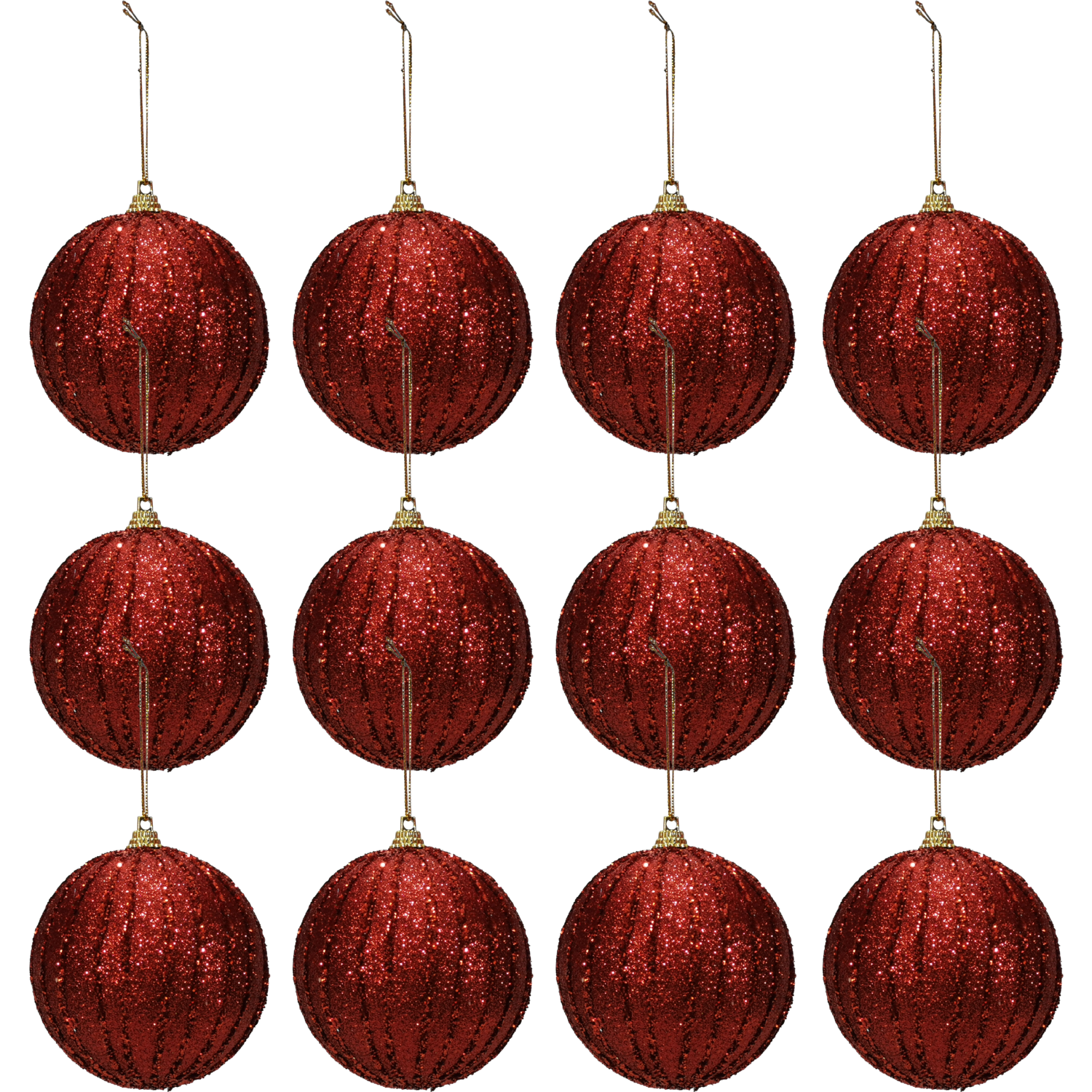 VESTIAMO CASA GRAN NATALE - Palle di Natale con glitter colore rosso set 12 pezzi diametro 6 cm